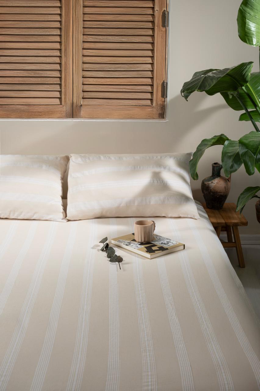 Nivra Double Fitted Sheet Set NATURAL-OATMEAL